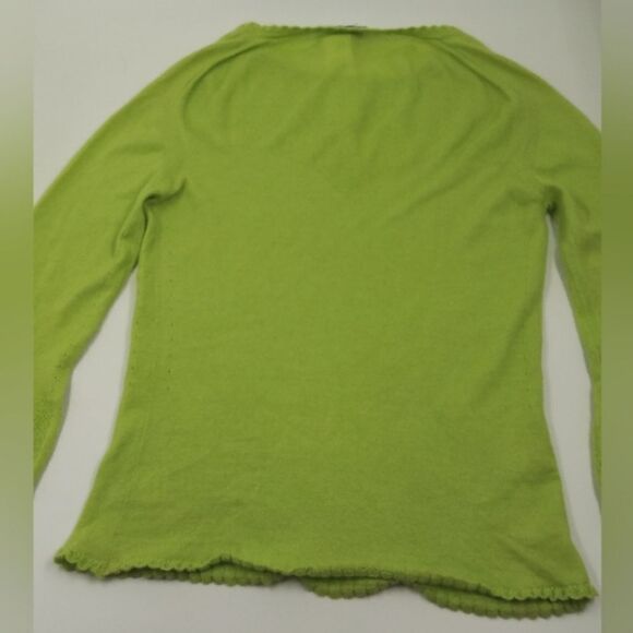 Cashmere Maria Sartini  Cotton Blend Sweater SZ 44 Neon Green - Picture 15 of 16